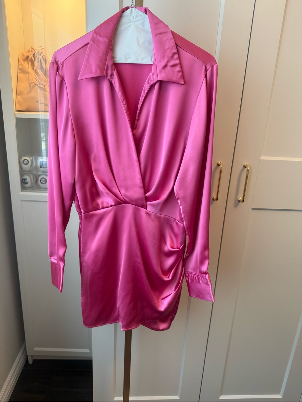 Zara Bright Pink Satin Dress